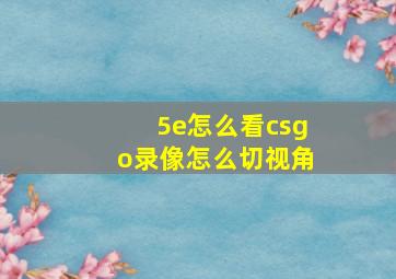 5e怎么看csgo录像怎么切视角