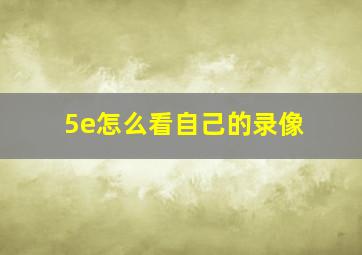 5e怎么看自己的录像