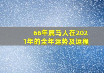 66年属马人在2021年的全年运势及运程