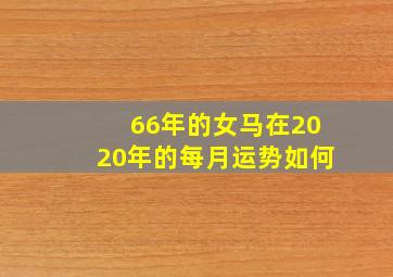 66年的女马在2020年的每月运势如何