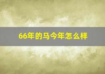 66年的马今年怎么样