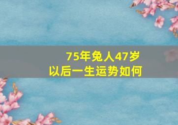 75年兔人47岁以后一生运势如何