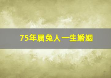 75年属兔人一生婚姻