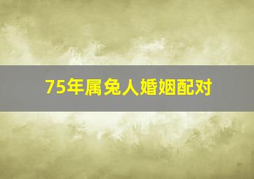 75年属兔人婚姻配对