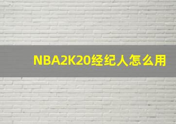 NBA2K20经纪人怎么用