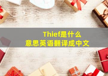 Thief是什么意思英语翻译成中文