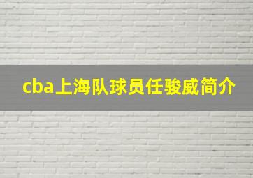 cba上海队球员任骏威简介