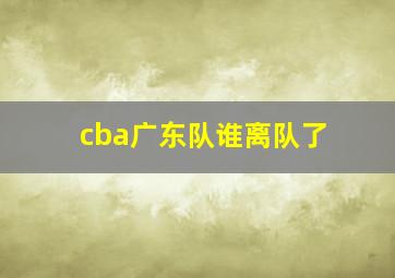 cba广东队谁离队了