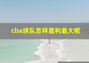 cba球队怎样盈利最大呢