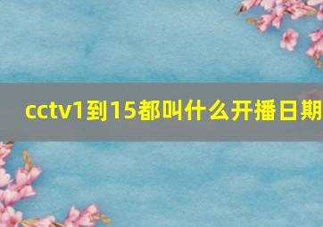 cctv1到15都叫什么开播日期