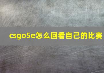 csgo5e怎么回看自己的比赛