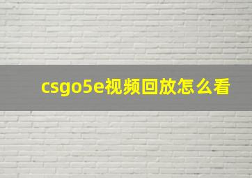 csgo5e视频回放怎么看