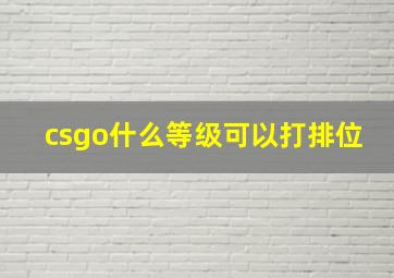 csgo什么等级可以打排位