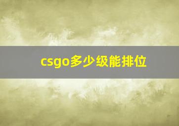 csgo多少级能排位