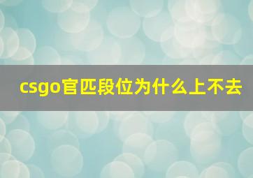 csgo官匹段位为什么上不去