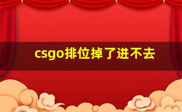 csgo排位掉了进不去