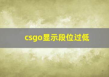 csgo显示段位过低