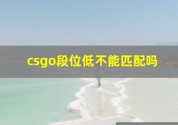 csgo段位低不能匹配吗