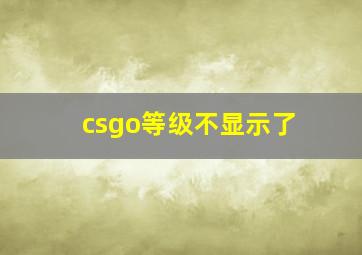 csgo等级不显示了