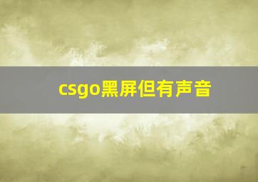 csgo黑屏但有声音