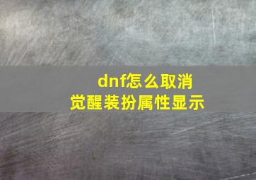 dnf怎么取消觉醒装扮属性显示