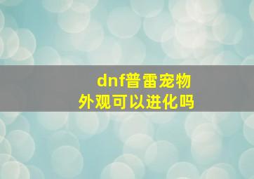 dnf普雷宠物外观可以进化吗