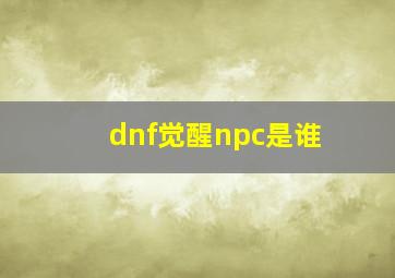 dnf觉醒npc是谁