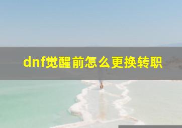 dnf觉醒前怎么更换转职