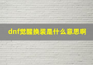 dnf觉醒换装是什么意思啊