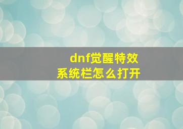 dnf觉醒特效系统栏怎么打开