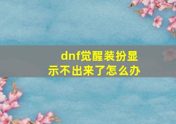 dnf觉醒装扮显示不出来了怎么办