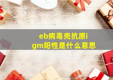 eb病毒壳抗原igm阳性是什么意思