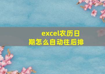 excel农历日期怎么自动往后排