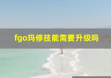 fgo玛修技能需要升级吗