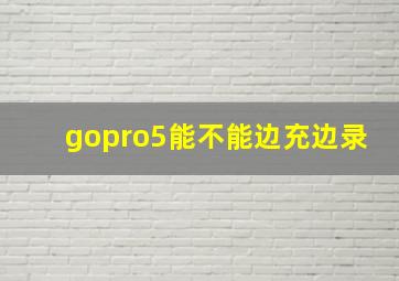 gopro5能不能边充边录