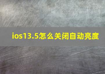 ios13.5怎么关闭自动亮度