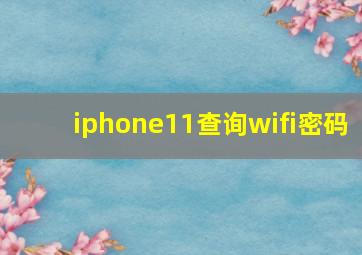 iphone11查询wifi密码