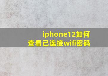 iphone12如何查看已连接wifi密码