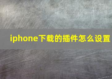 iphone下载的插件怎么设置