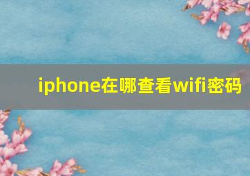 iphone在哪查看wifi密码