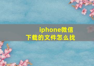 iphone微信下载的文件怎么找