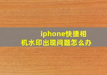 iphone快捷相机水印出现问题怎么办