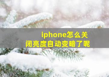 iphone怎么关闭亮度自动变暗了呢