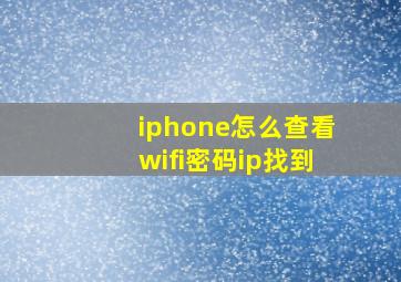 iphone怎么查看wifi密码ip找到