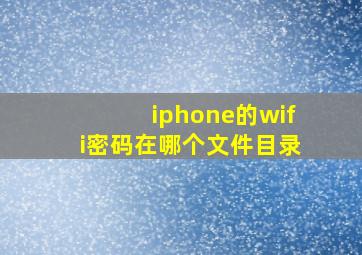 iphone的wifi密码在哪个文件目录