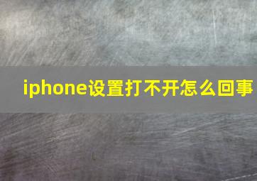 iphone设置打不开怎么回事