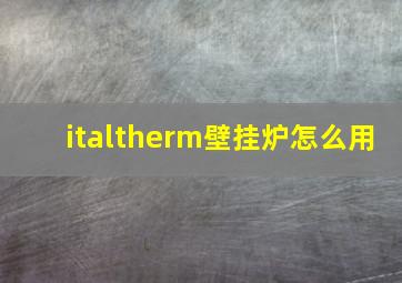 italtherm壁挂炉怎么用