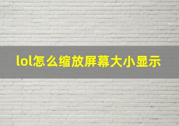 lol怎么缩放屏幕大小显示