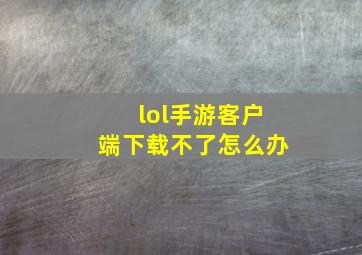 lol手游客户端下载不了怎么办