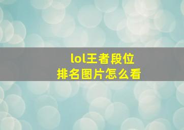 lol王者段位排名图片怎么看